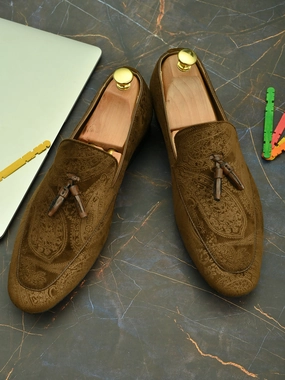 Heel Grips For Loafers Paisley Print Brown Loafers