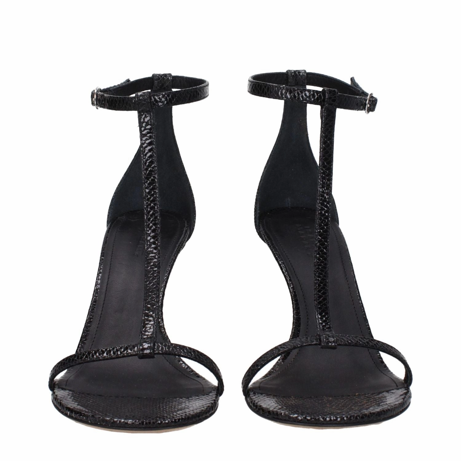 Isabel Marant Black Leather Stiletto Heel Sandals Sandals Slip-in
