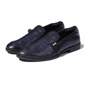 Morris- Blue Croco Belt Slipon Loafers Suit