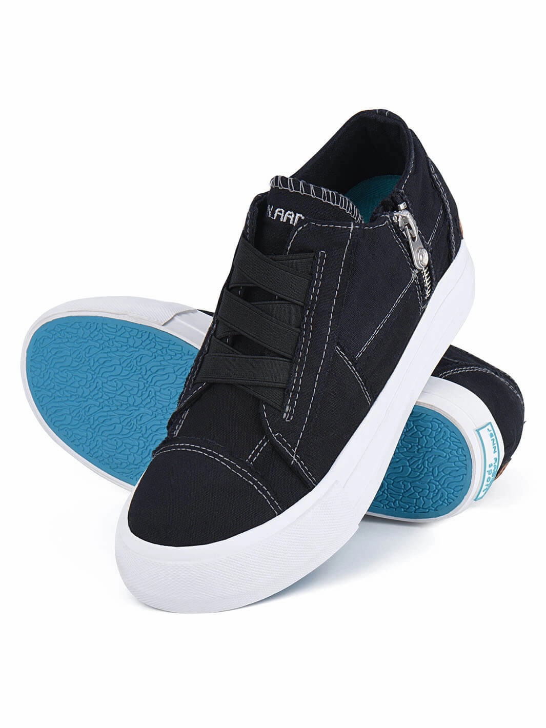 Badminton Sneakers JENN ARDOR Wedge Sneakers for Women  Hidden Heel Canvas Slip-On Shoes with Zipper
