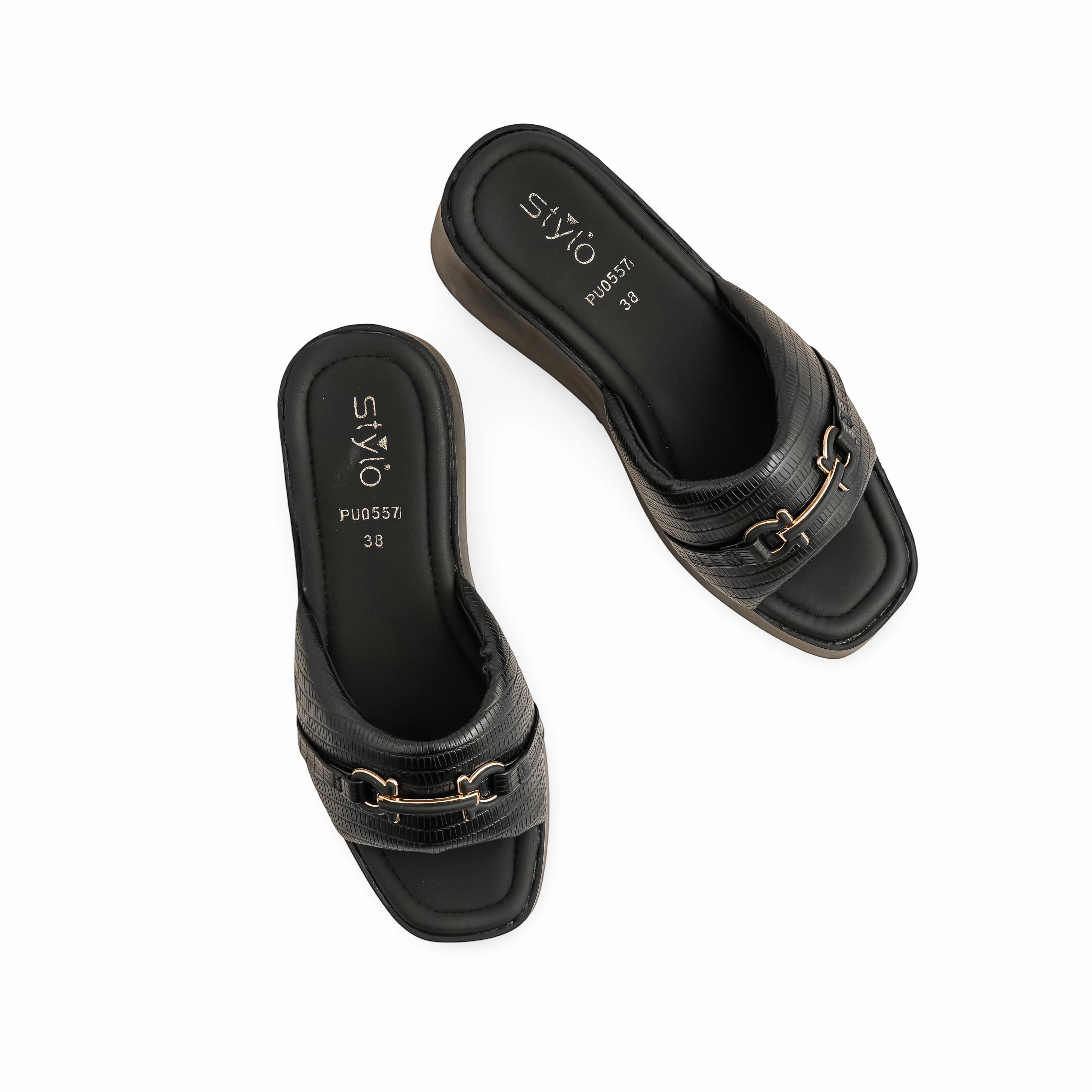 Black Formal Slipper PU0557 Slides Steve Madden