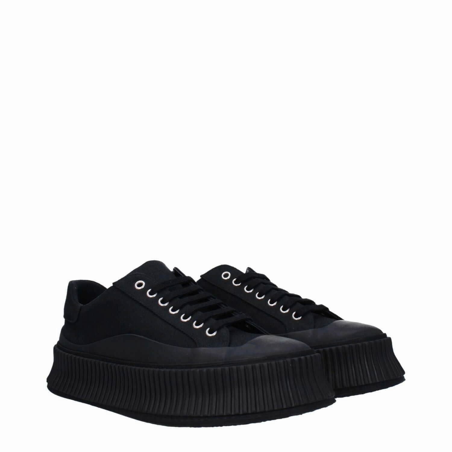 Jil Sander Black Fabric Platform Sneakers Ducks Sneakers