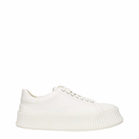 Two Tone Casual Shoes Jil Sander White Fabric Platform Sneakers