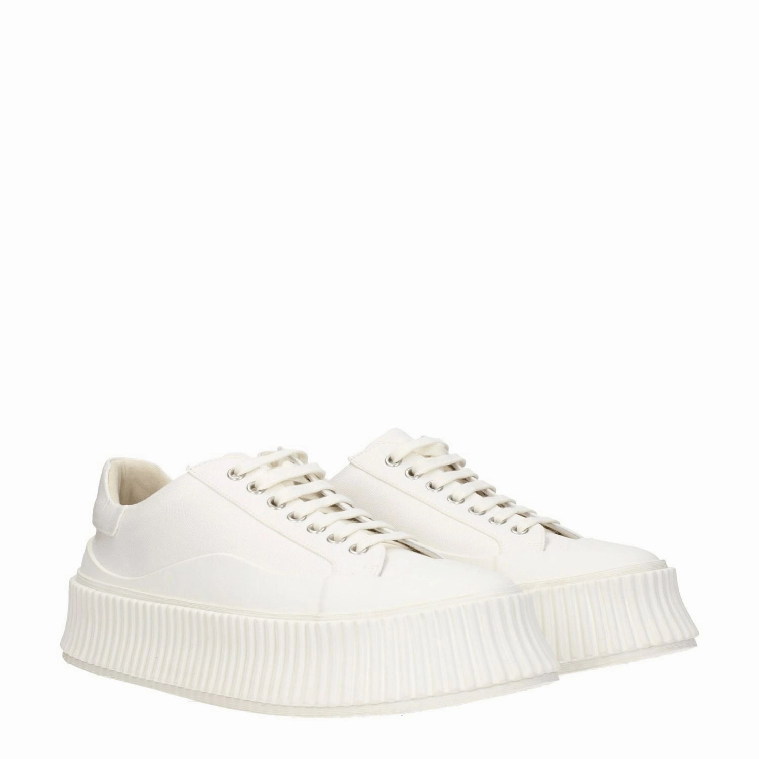Jil Sander White Fabric Platform Sneakers Best Shoes That Can Be Worn Casually