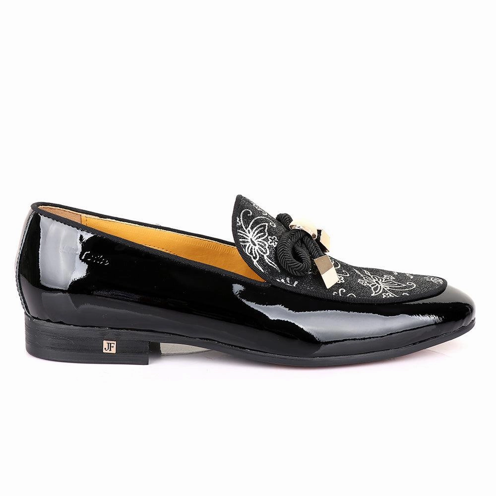 Mia Loafers John Foster Gold Flower Graphic Printed  Leather  Shoe
