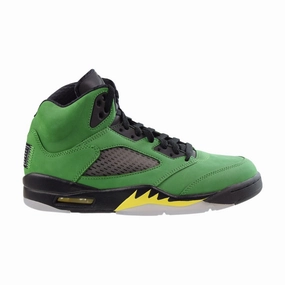 Jordan 5 Retro SE Oregon Men's Shoes Apple Green-Black-Yellow Slip On Leather Casual Shoes