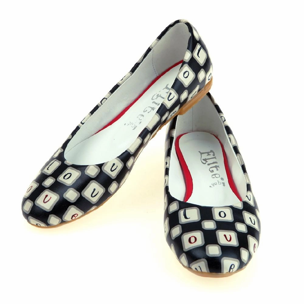 Athletic Flat Shoes Black and White Dream Ballerinas Shoes 1061
