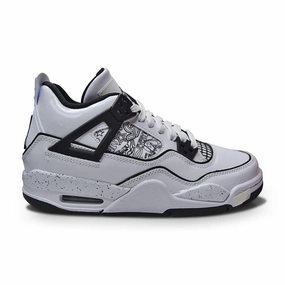 Juniors Nike Air Jordan 4 Retro SE (GS) - DC4101 100 - White Black Volt Asics Shoes Flat Sole