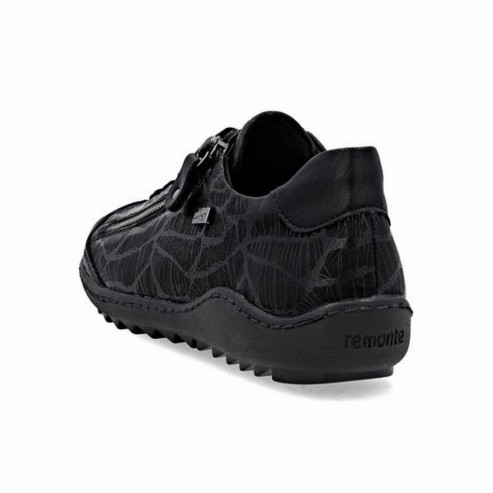 Zx Flux Casual Shoes Remonte Liv 02 Black Leather Sneaker (Women's)