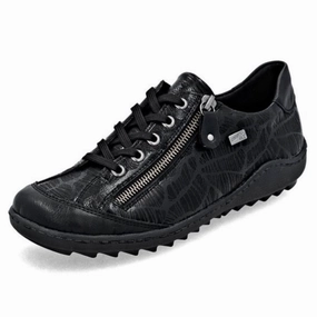 Remonte Liv 02 Black Leather Sneaker (Women's) Pure Casual Low Top Skate Shoe