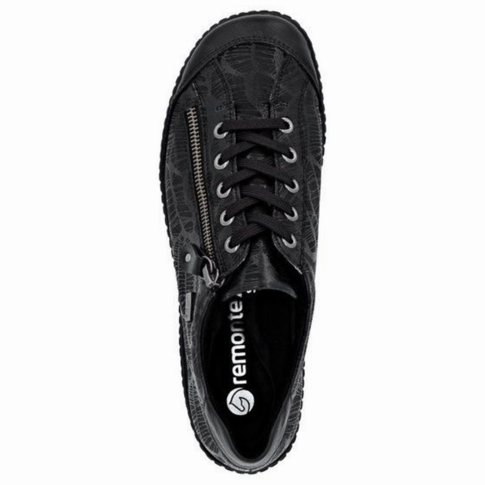 Remonte Liv 02 Black Leather Sneaker (Women's) Bakugou Shoes Casual