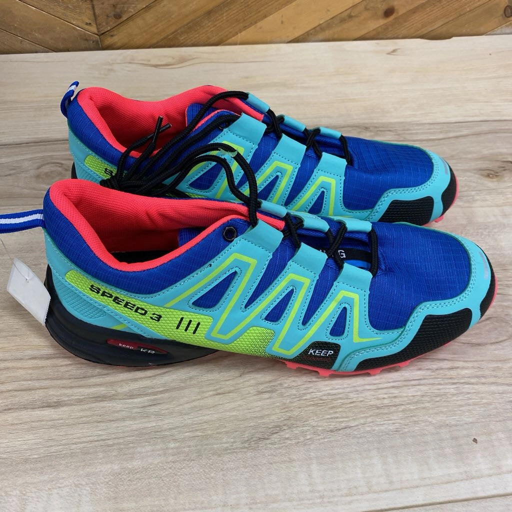 Best Wide Trail Running Shoes Keep Running - Speed 3 Trail Shoe - MSRP $75: Blue Teal Green Pink -women-10