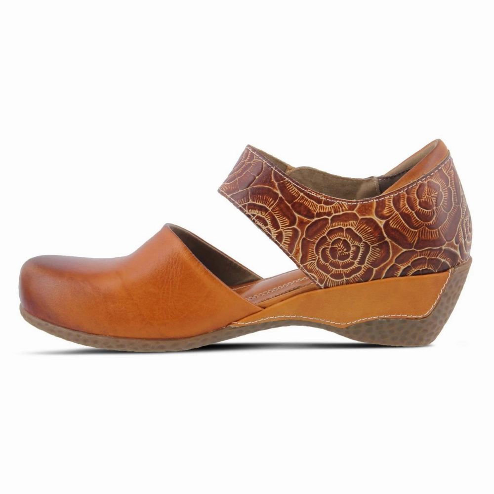 Casual Weightlifting Shoes L'Artiste By Spring Step Gloss-Pansy Camel Leather Mary Jane (Women's)