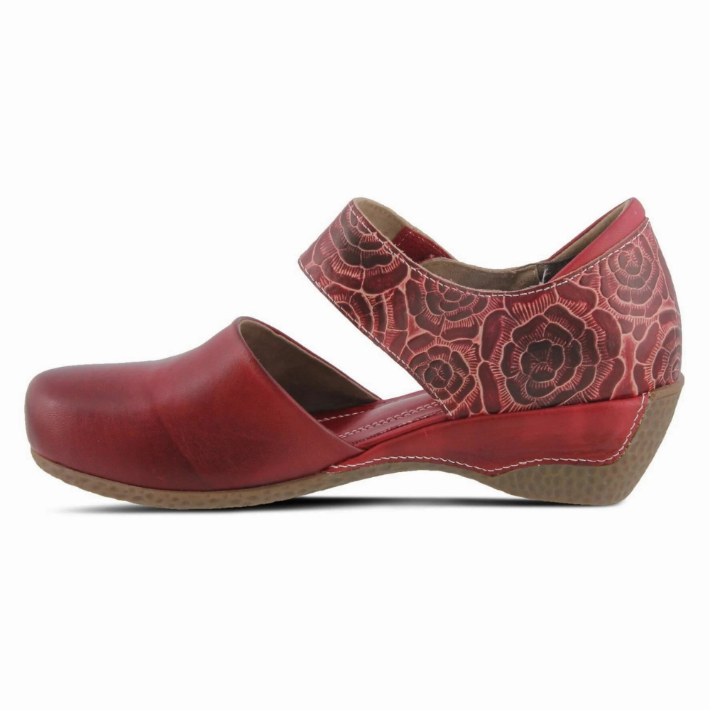 L'Artiste By Spring Step Gloss-Pansy Red Leather Mary Jane (Women's) Casual Oxford Shoes With Jeans