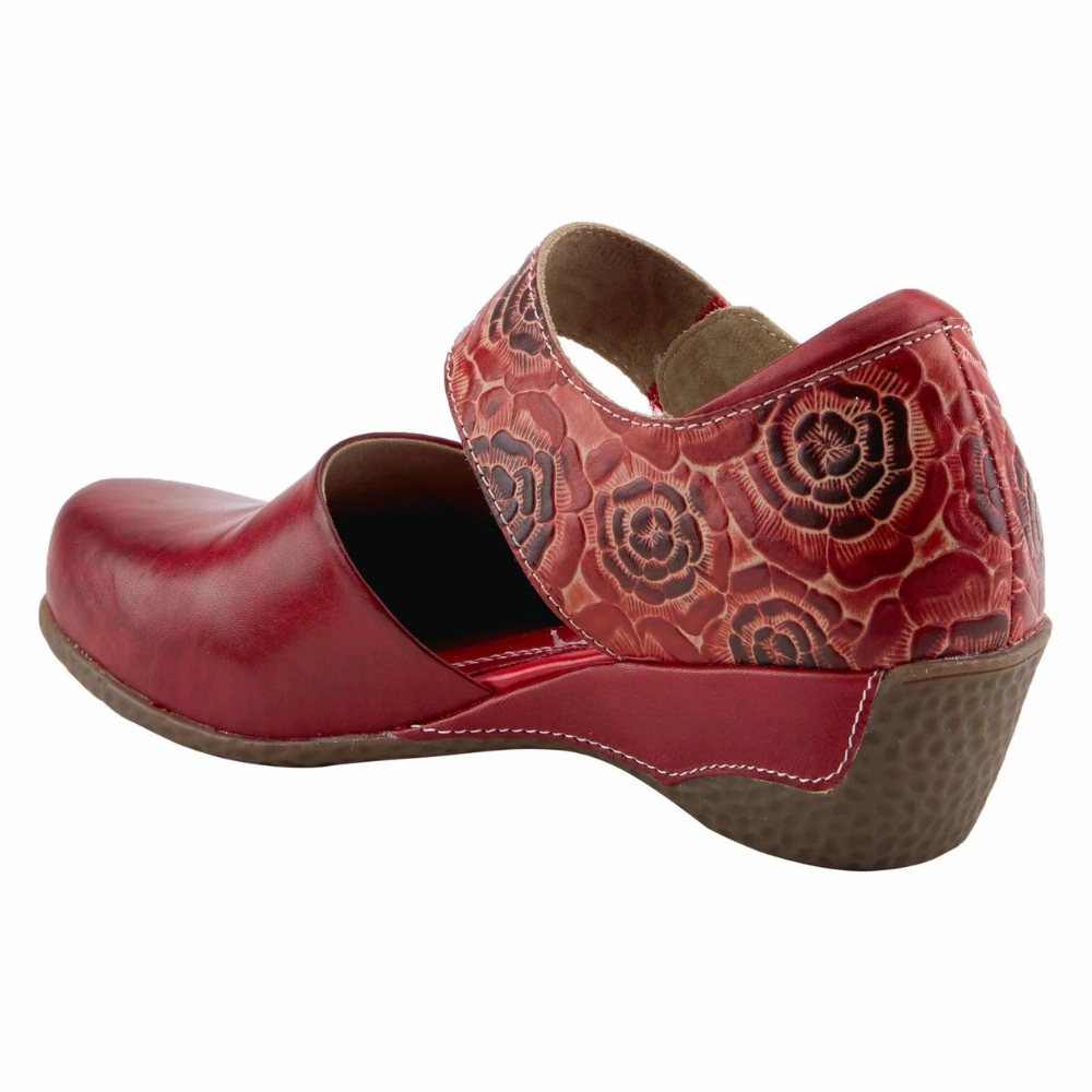 L'Artiste By Spring Step Gloss-Pansy Red Leather Mary Jane (Women's) Winter Business Casual Shoes