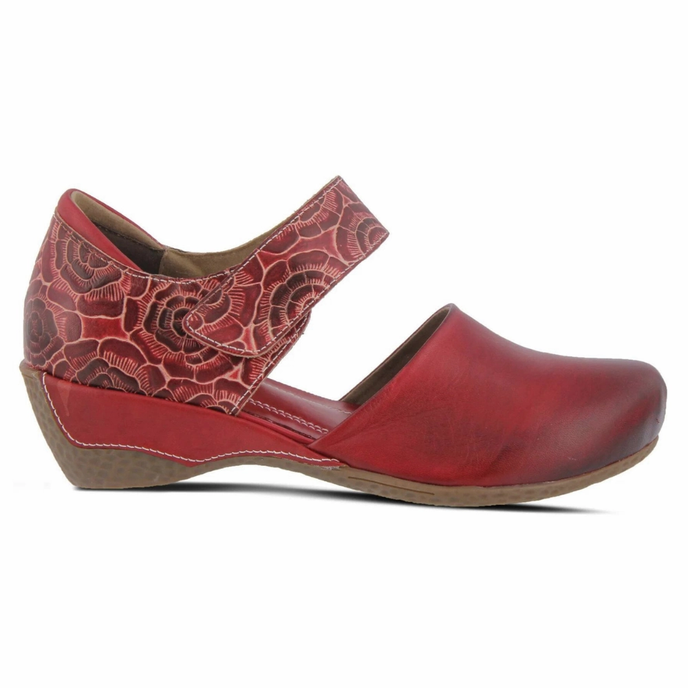 L'Artiste By Spring Step Gloss-Pansy Red Leather Mary Jane (Women's) Shoes For Casual Biking