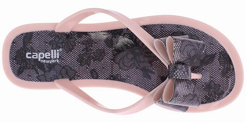 White Toes Flip Flops Ladies Blush Floral Pom Opaque Jelly Flip Flops