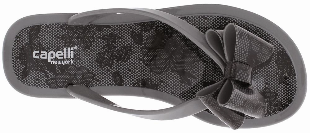 Ladies Grey Floral Pom Opaque Jelly Flip Flops Awesome Flip Flops