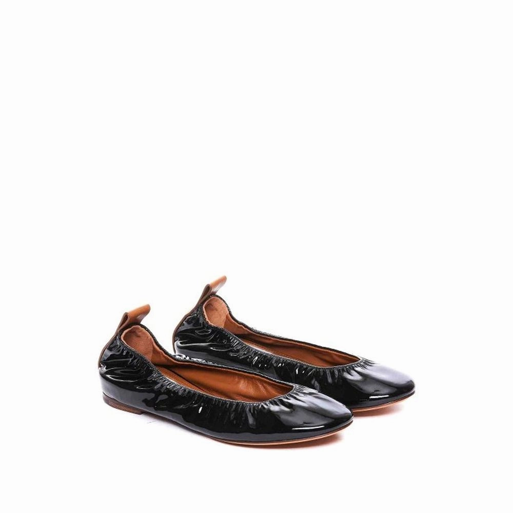 Lanvin Black Calfskin Ballet Flats Running Shoes With Support