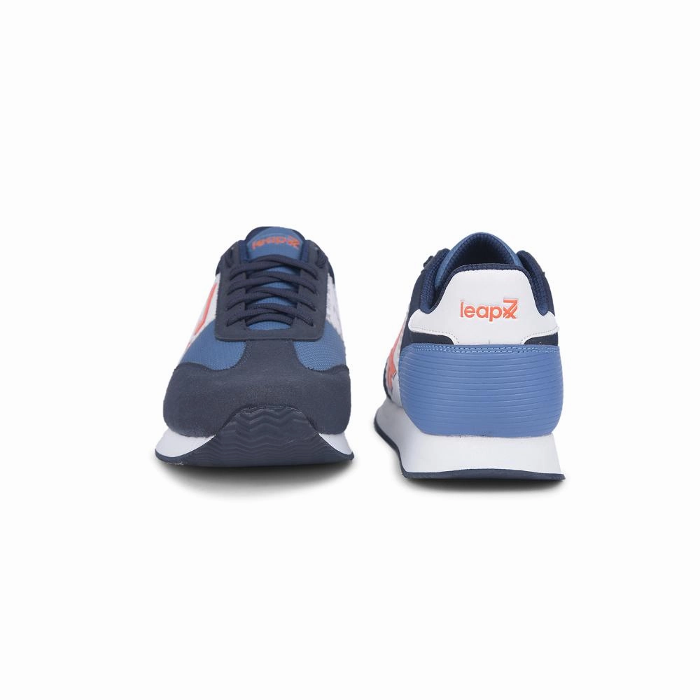 Casual Leather Work Shoes Leap7x Casual Navy Blue Lacing Sneakers For Men BACKAM-1E By Liberty