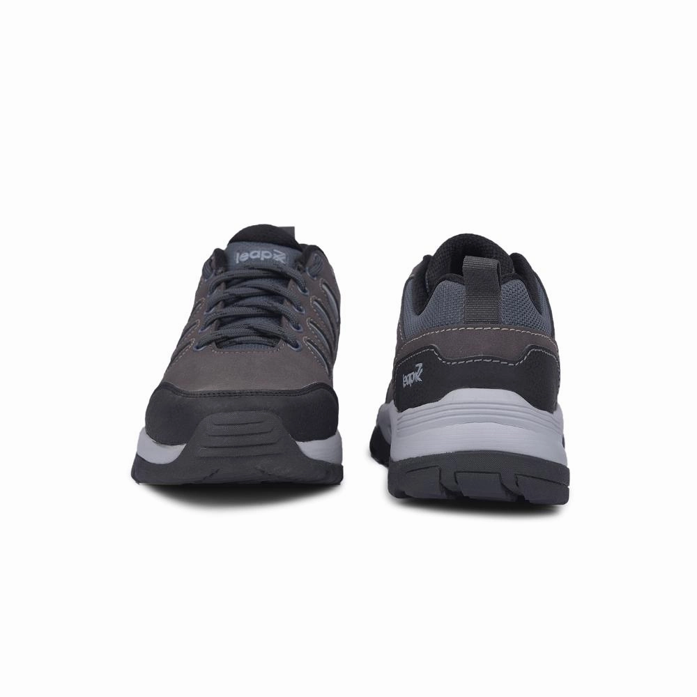 Leap7x Dark Grey Lacing Sports Trekking Shoes For Men COLUMBO-1E By Liberty Shoes Smart Casual