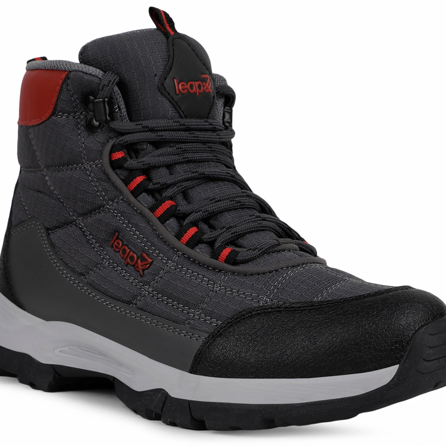 Leap7x Sports Light Grey High Ankle Trekking Shoes For Mens VERTICAL By Liberty Affordable Casual Shoes