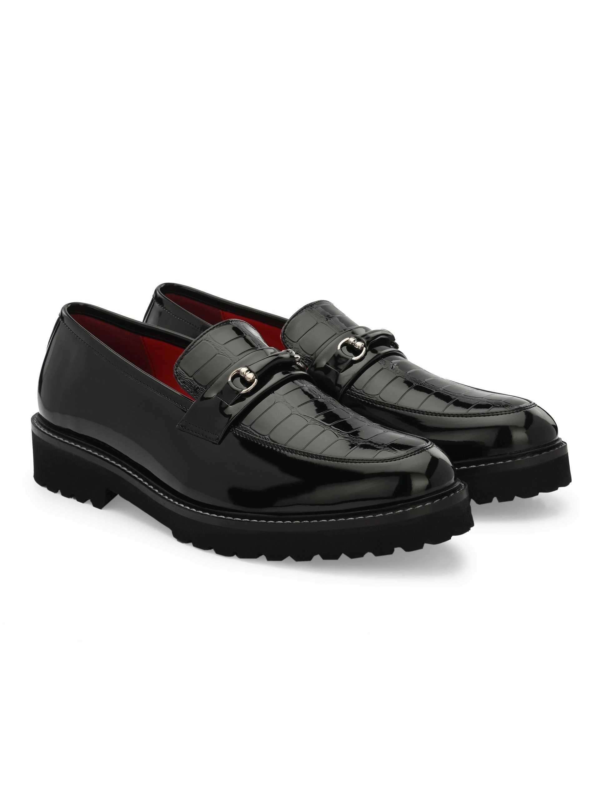 Lisboa Black Chunky Loafers Studded Loafers