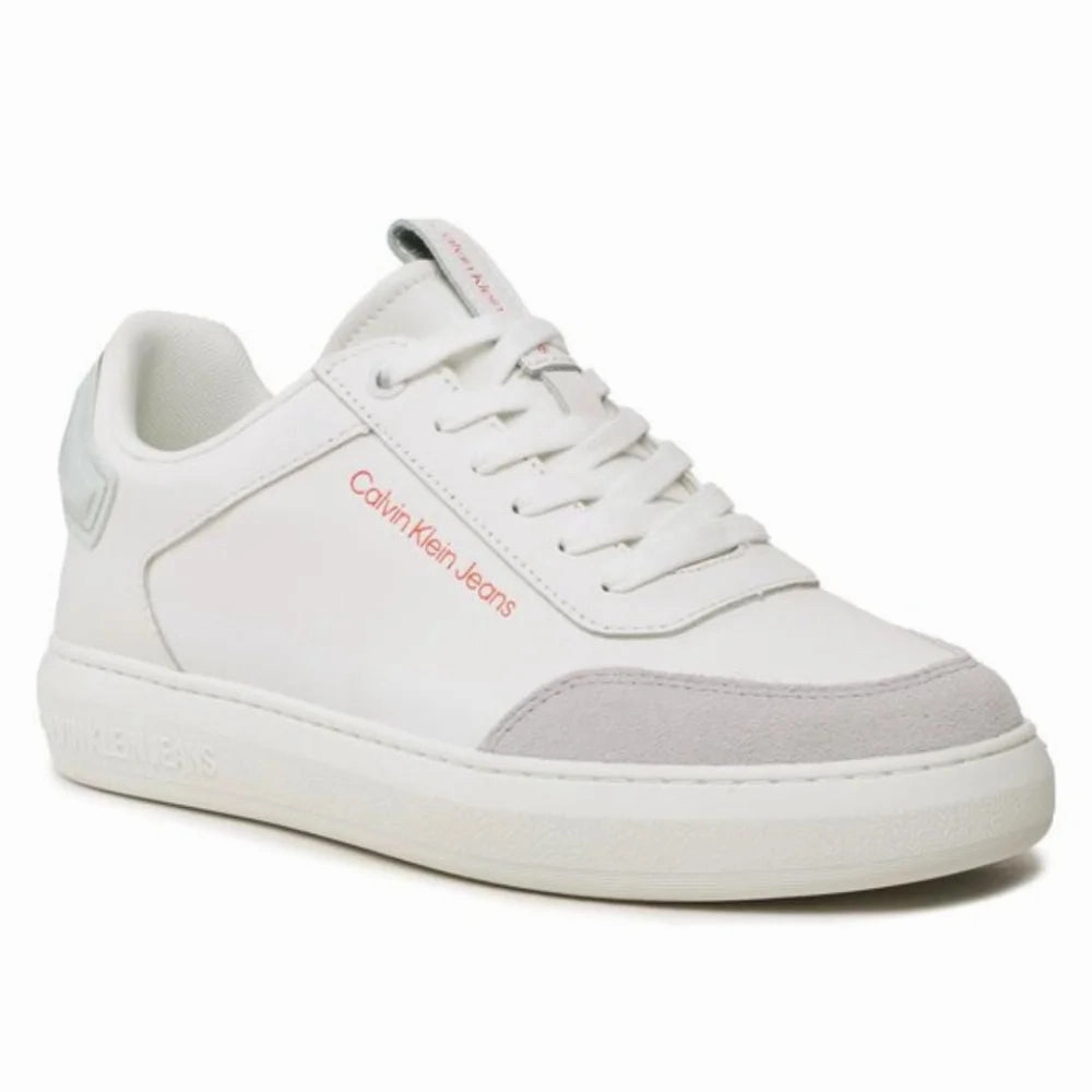 Best Leather Shoes Casual Calvin Klein Jeans Casual Cupsole High-Low Freq Trainer YM0YM00670-WHT