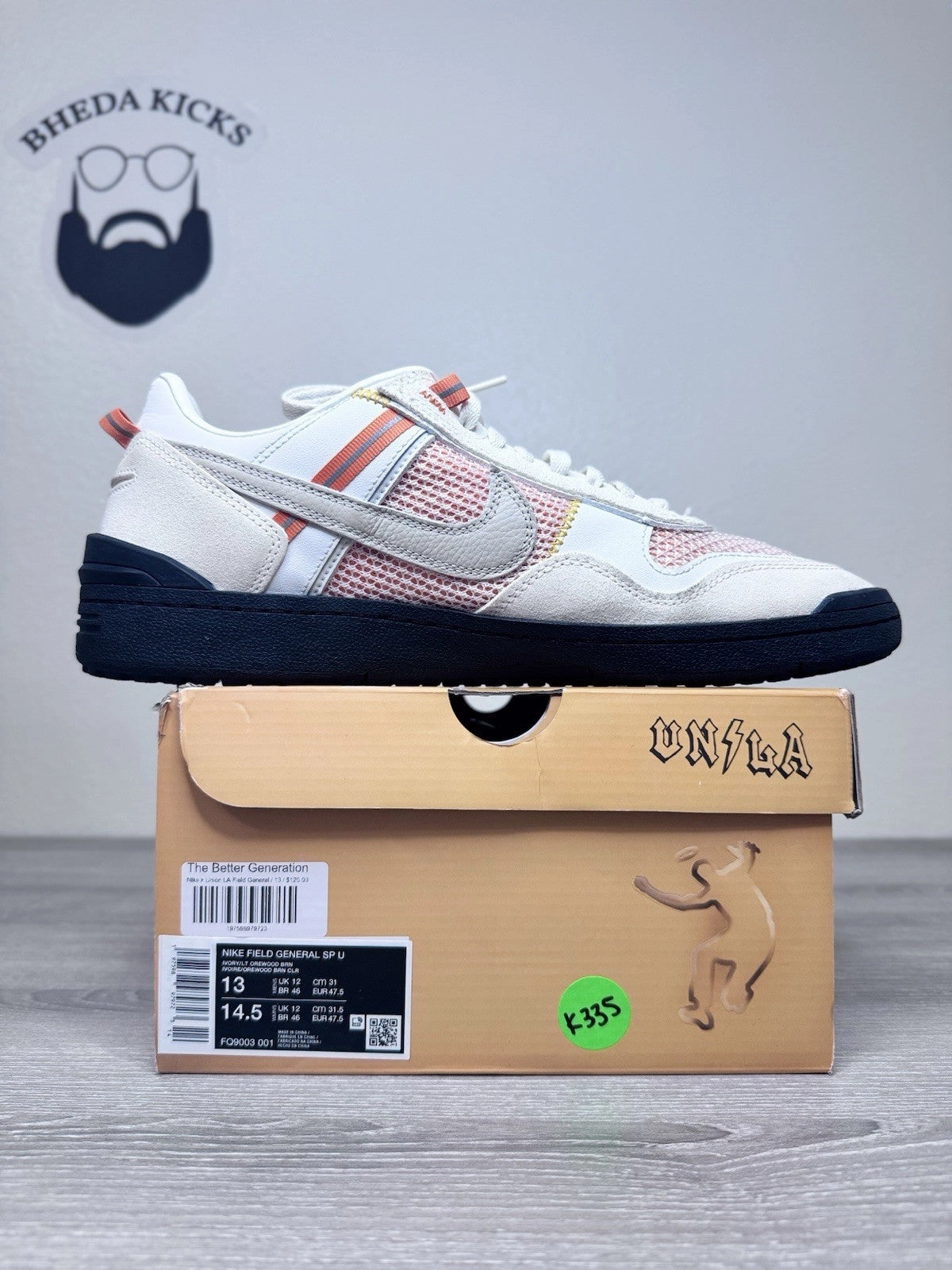 Asics Squat Shoes Size 13 - Nike Union LA x Field General Ivory Preowned FQ9003-001 Authentic