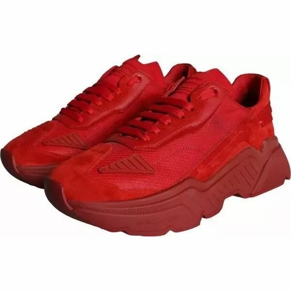 Dolce & Gabbana Red Leather Daymaster Low Top Sneakers Shoes Simple Sneakers
