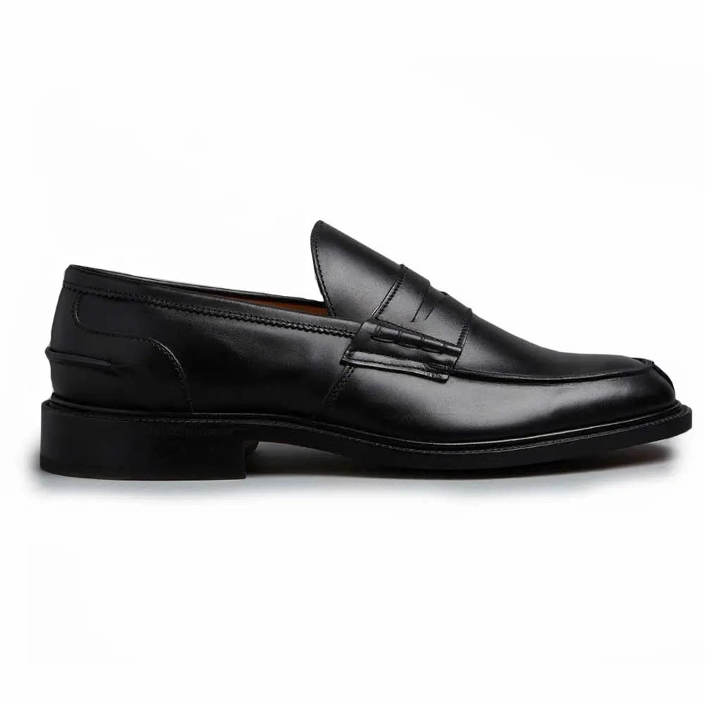 Cushioned Loafers Tricker's James Penny Loafers - Mens Shoes - Black Calf