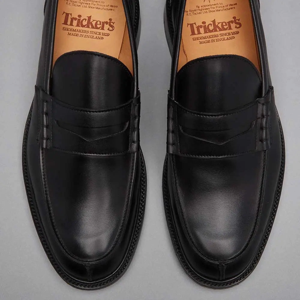 Cow Loafers Tricker's James Penny Loafers - Mens Shoes - Black Calf