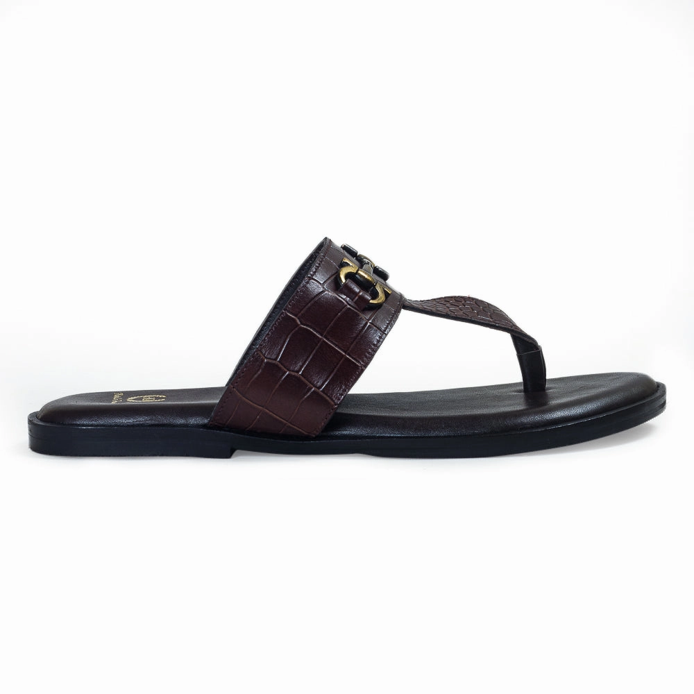 Louis Embossed Leather Slippers (Brown) Easy Slippers To Crochet