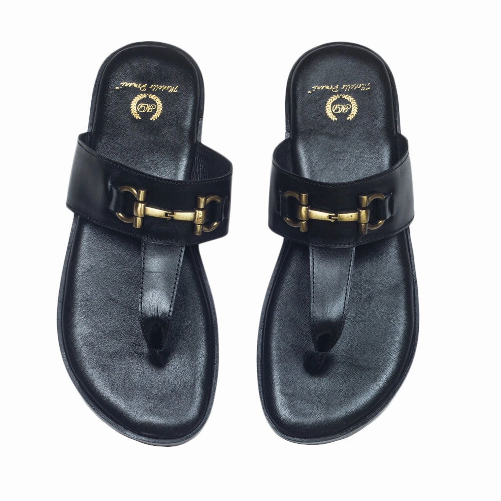 Lady Slippers Louis Leather Slippers (Black)