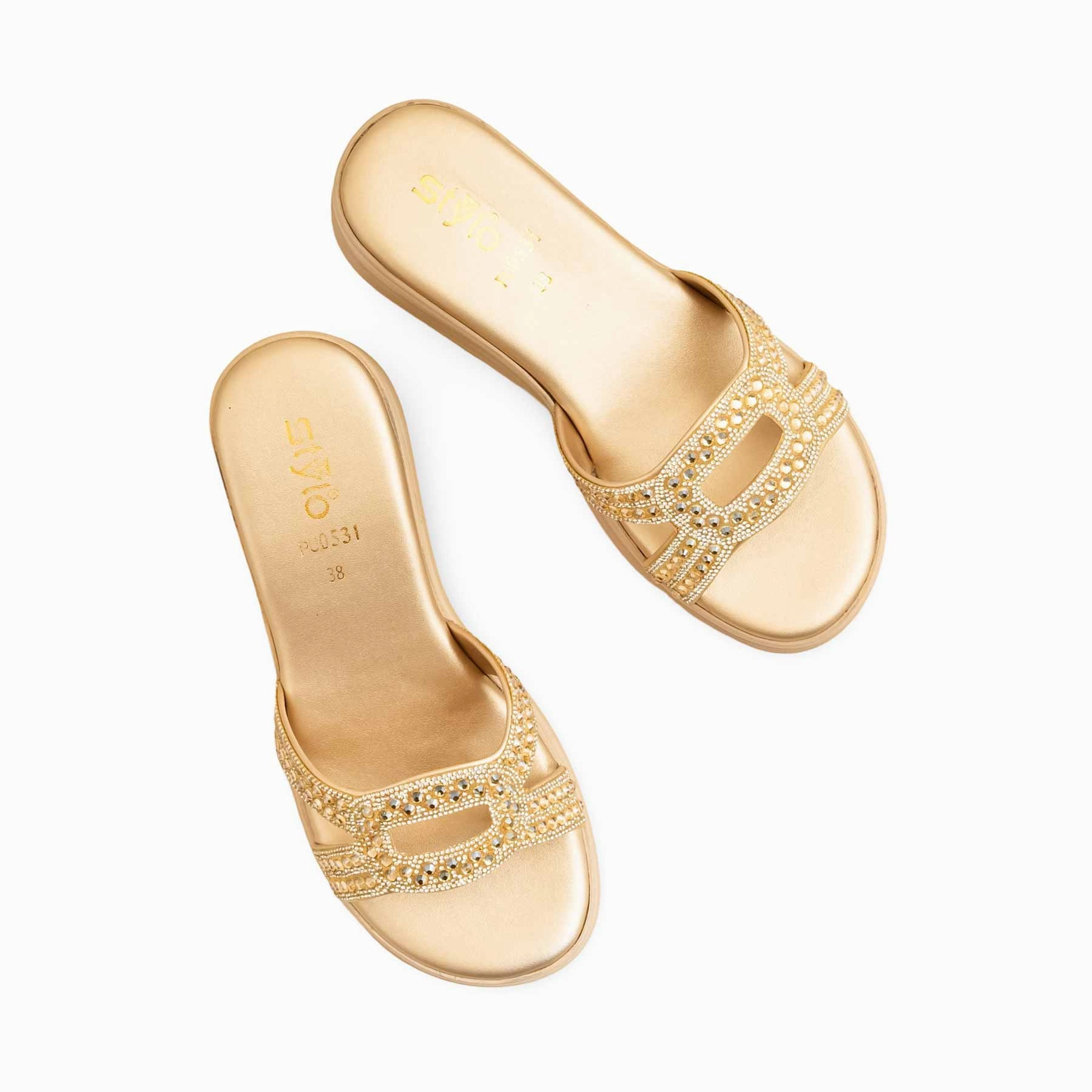 Cool Slides Shoes Golden Formal Slipper PU0531