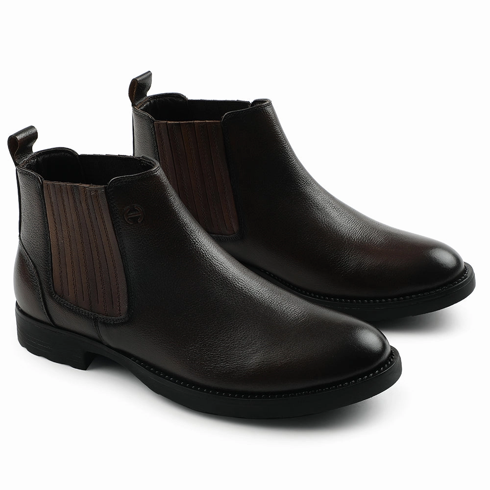 Business Casual Shoes For Standing All Day Healers Dark Brown Casual Non Lacing Chelsea Boots For Mens J757-01 By Liberty
