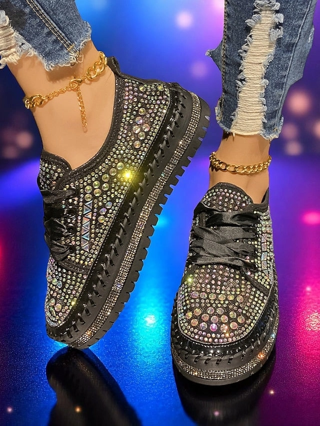 with Rhinestone Sneakers Sparkling Women's Accents Silver Charms For Sneakers
