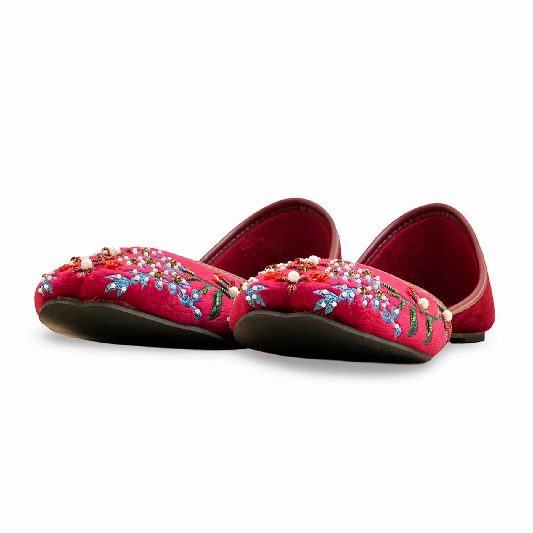 Maroon Ethnic Khusa EC8588 Flat Shoes To Lift In
