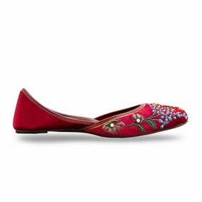 Shoes Leopard Flats Maroon Ethnic Khusa EC8588