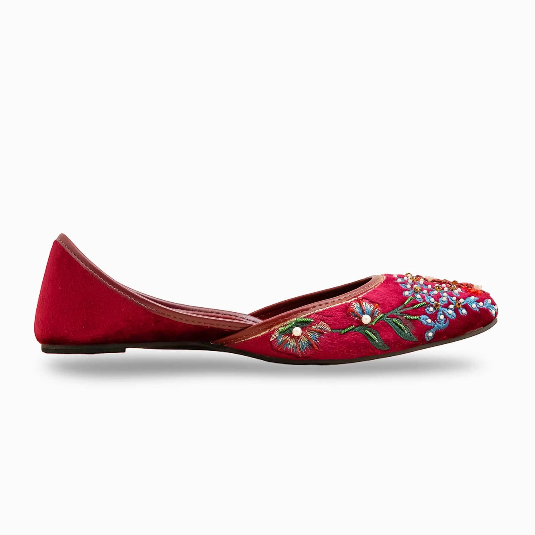 Maroon Ethnic Khusa EC8588 Leopard Flats Shoes