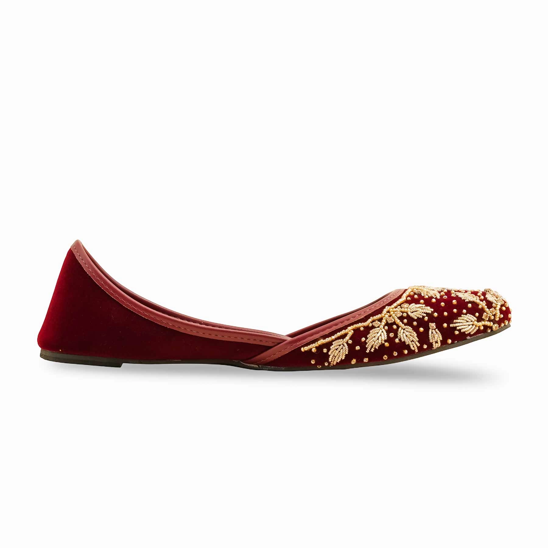 Flats Comfortable Dress Shoes Maroon Fancy Khusa EC8565