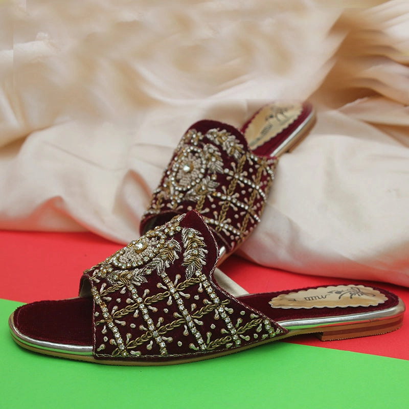 Maroon Fancy Slipper Casual Shoes For Kurta Pajama