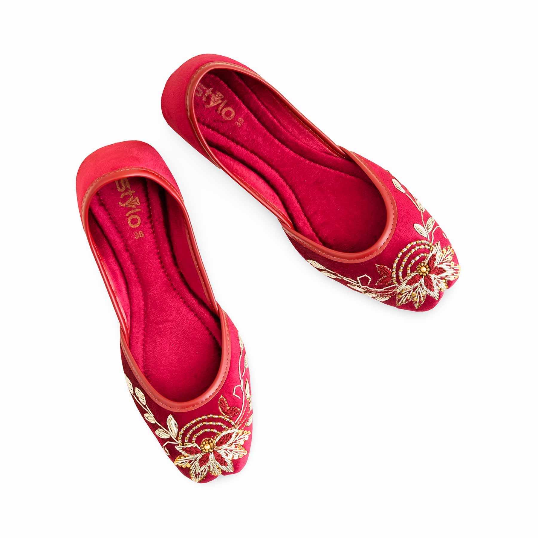 Maroon Formal Khusa EC8546 Flat Cocktail Shoes