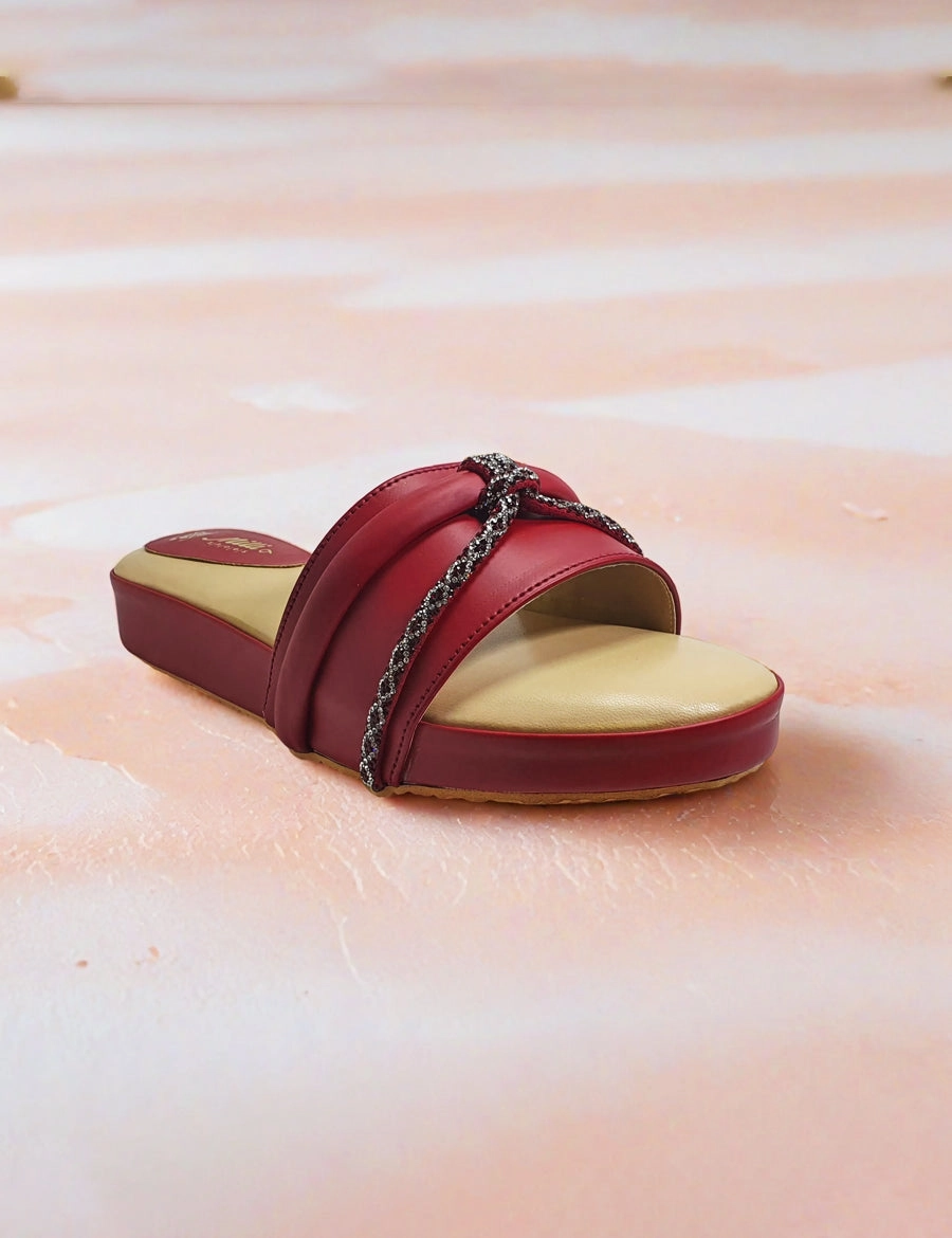 Maroon Soft Slippers Vintage Boudoir Slippers