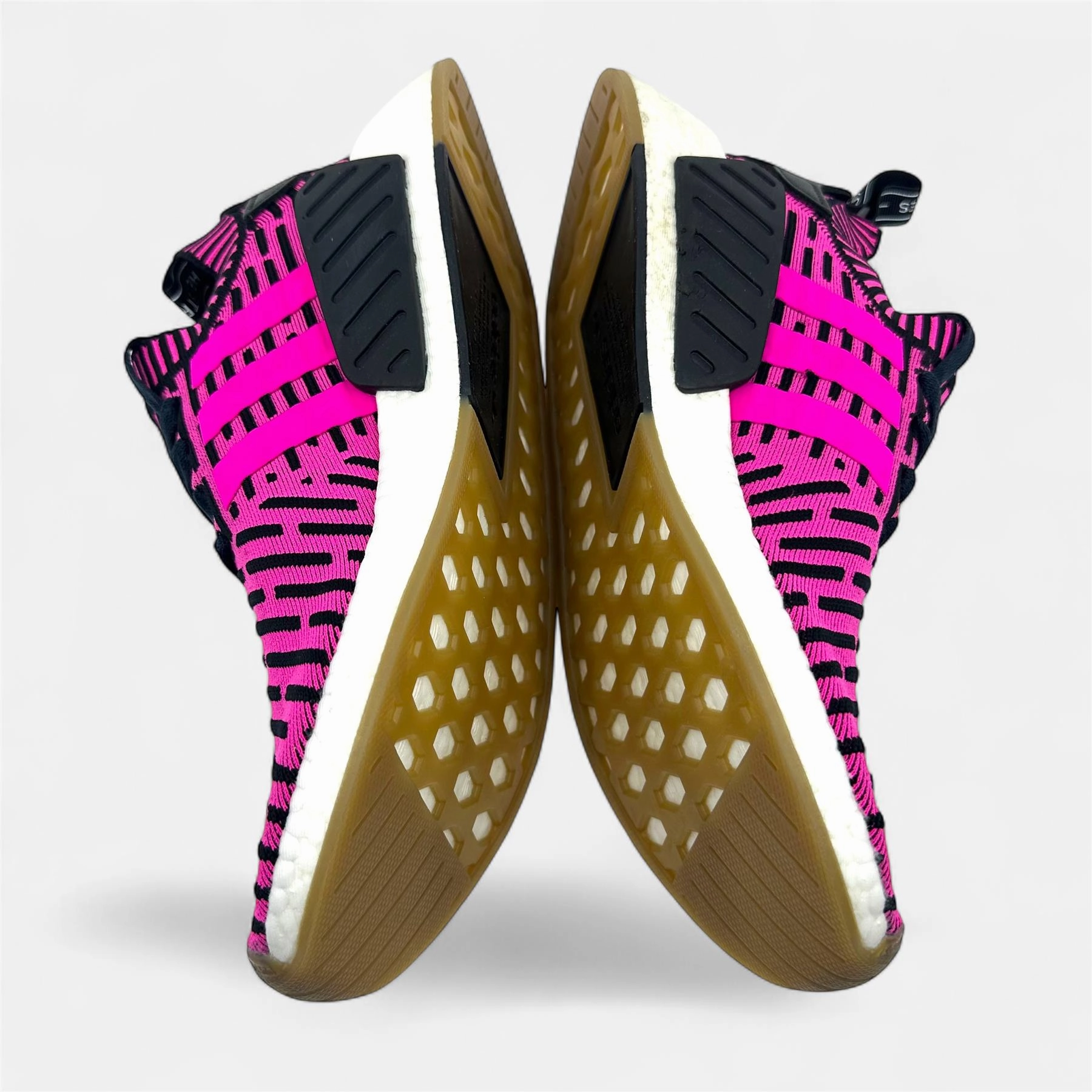 Shoe Size Adidas NMD R2 Primeknit Japan Shock Pink Black Mens Size 10.5 Athletic Sneaker