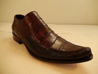 Mauri Chocolate Crocodile/Ostrich Leg Dress Loafers 42861 Cara Loafers