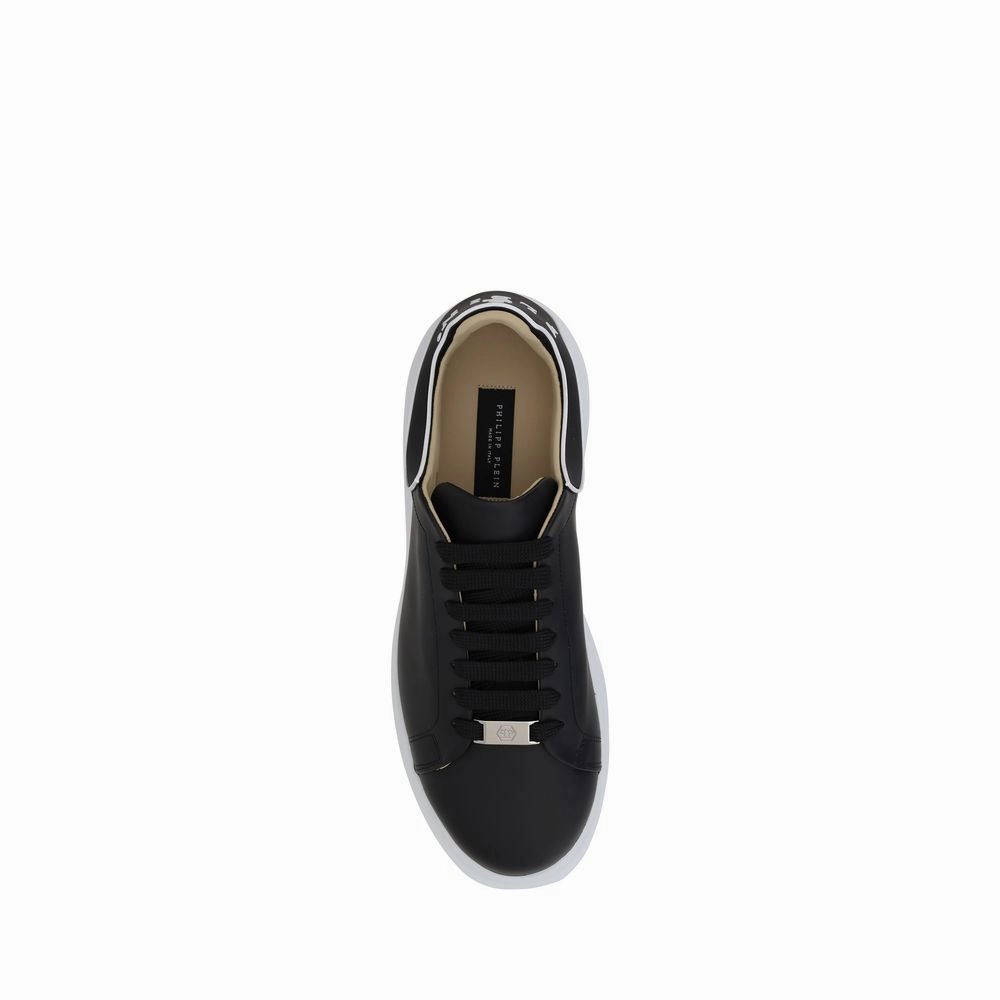 Philipp Plein Black Rubber Low Top Sneakers Tan Brown Sneakers