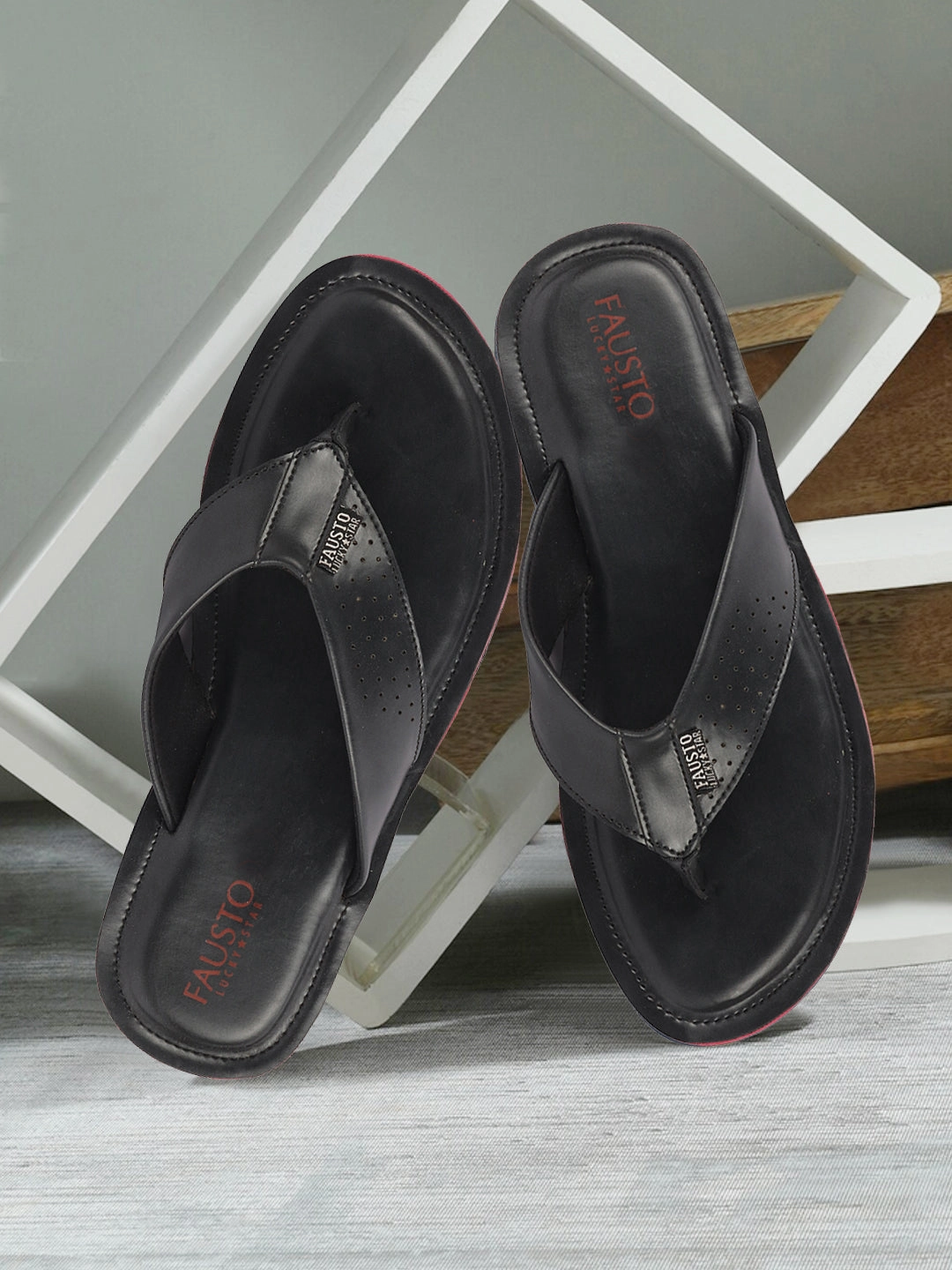 Men Black Daily Indoor Outdoor Slip On Thong Slipper Beer Slippers