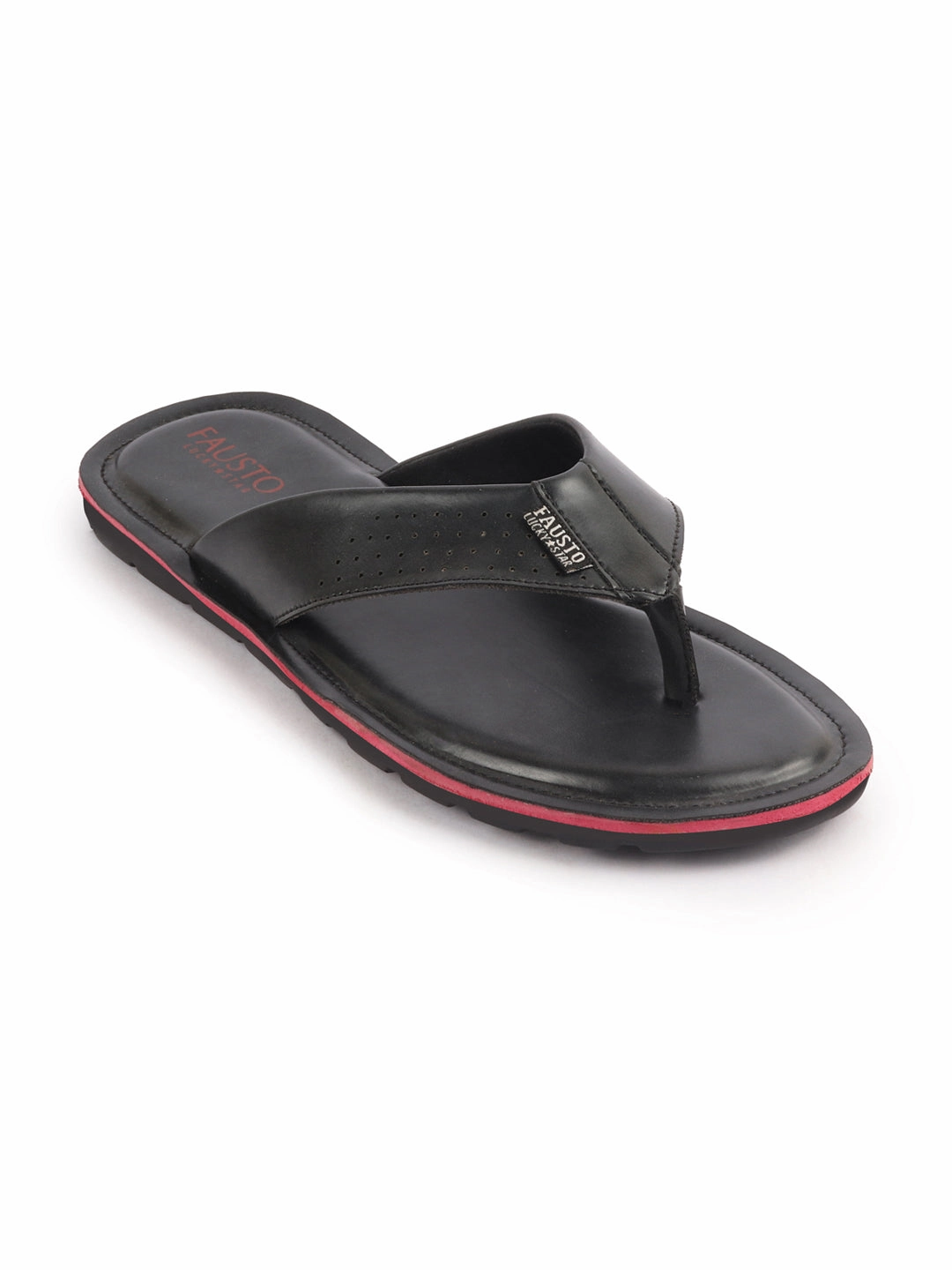 Men Black Daily Indoor Outdoor Slip On Thong Slipper Prada Slippers