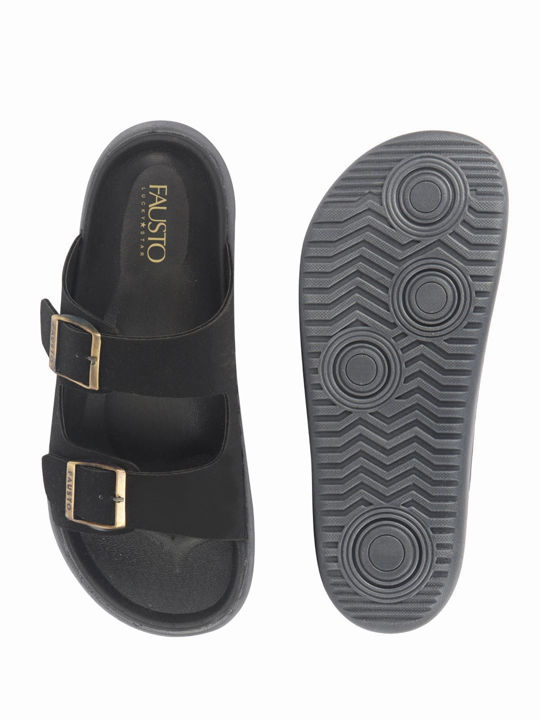 Dancing Slippers Men Black Open Toe Buckle Strap Stitched Waterproof Sandals|Soft Cushioned Insole|Summer Slip-On Slipper|Perfect For Monsoon Rainy Season